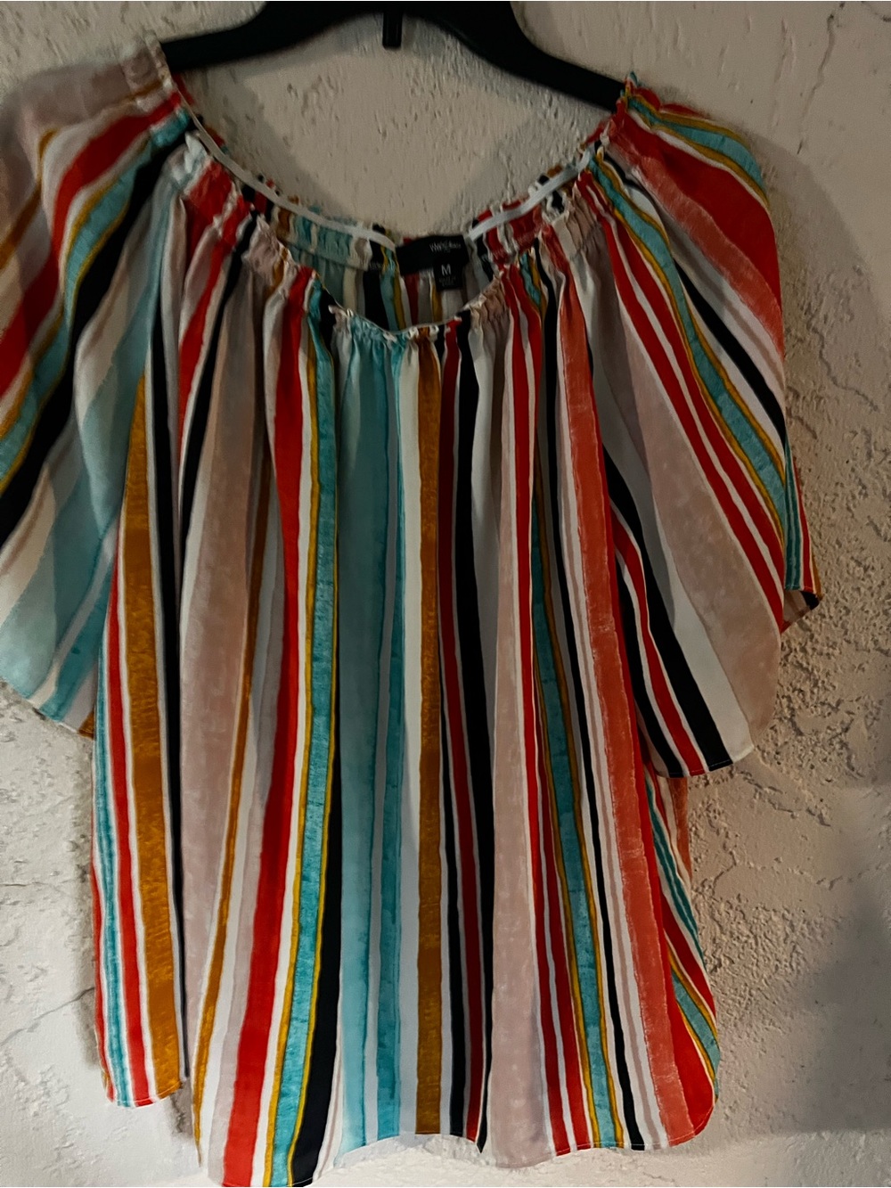 Striped Off-Shoulder Women’s Top in Multicolor - Size M